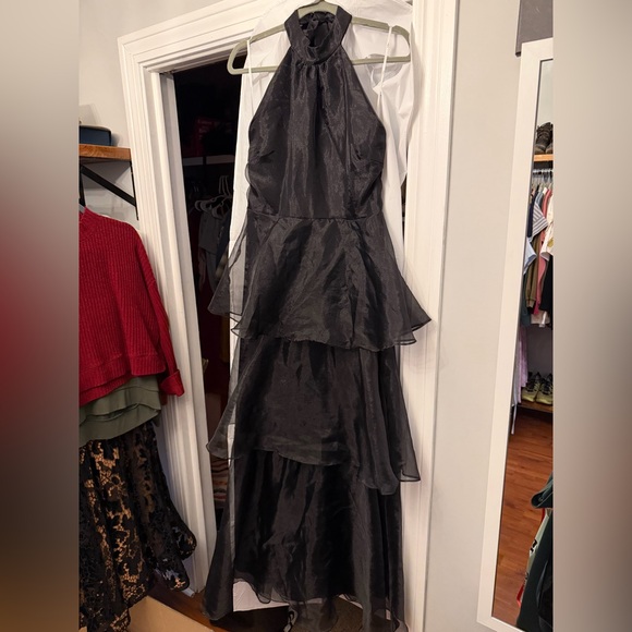 Lulus Black Organza Backless Tiered Formal Gown - M - Picture 8 of 13